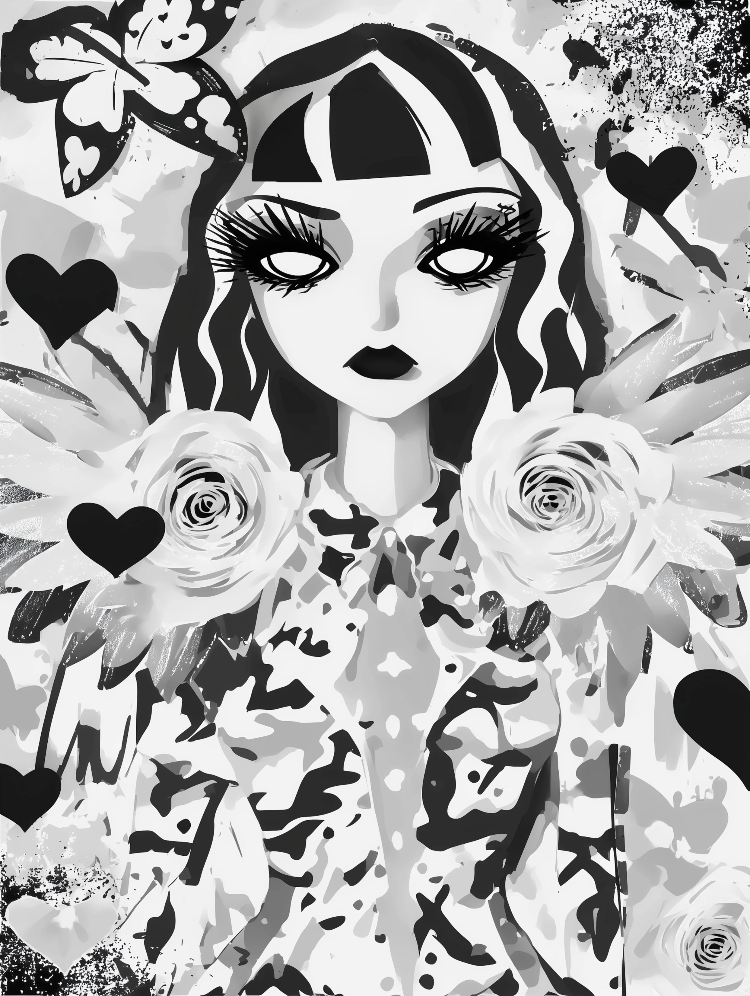 Free printable angel coloring page for adults featuring dark angel with no pupils